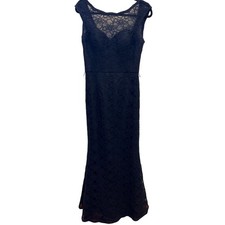 Morilee by Madeline Gardner Long Blue Lace Fit & Flare Gown Women's Size 14 EUC