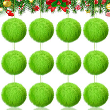 12 Pcs Lime Green Furry Christmas Ball Ornaments for Xmas Tree Green Christmas H