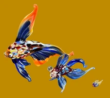 Hand Blown Art Glass Fishes In A Murano Style   Set Of 3