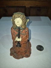 Vintage 4.5" Angel Musician Blowing Playing Horn Figurine Statue F3