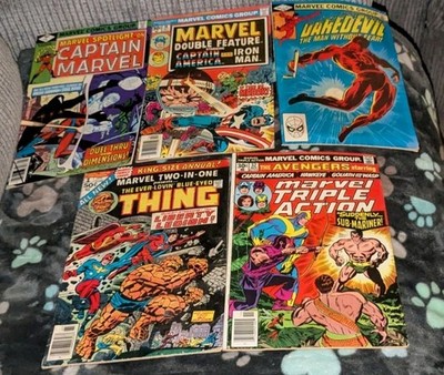 1970s Vintage Lot of 5 Marvel Super Hero Comic Books Readers B24