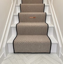 Carpet Stair Runner CHILE 7M X 60cm Berber Herringbone With Black Wool Edging.