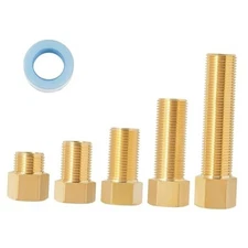 SUNGATOR Juego de 5 adaptadores de extensión de latón de 1/2 pulgada, macho de 