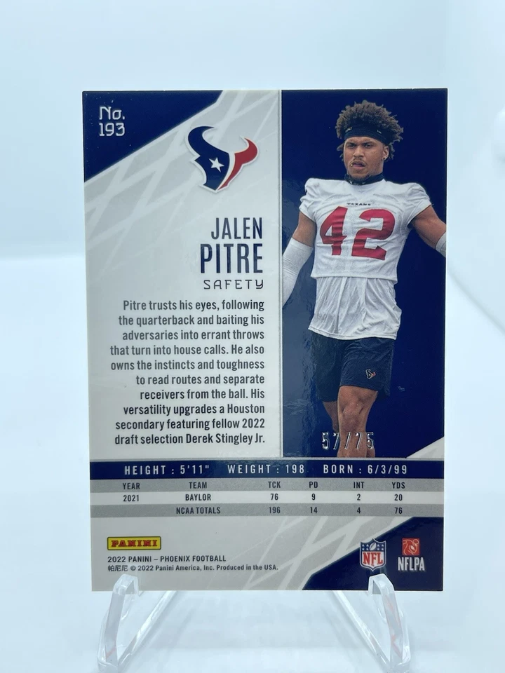 2022 Panini Phoenix - Rookies Orange Lazer #193 Jalen Pitre /75 (RC) - Image 2 of 3