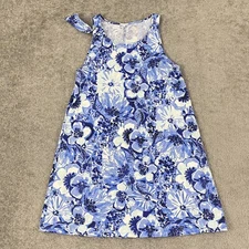 Lilly Pulitzer Luella Tank Dress Womens Medium Coastal Blue White Floral Preppy