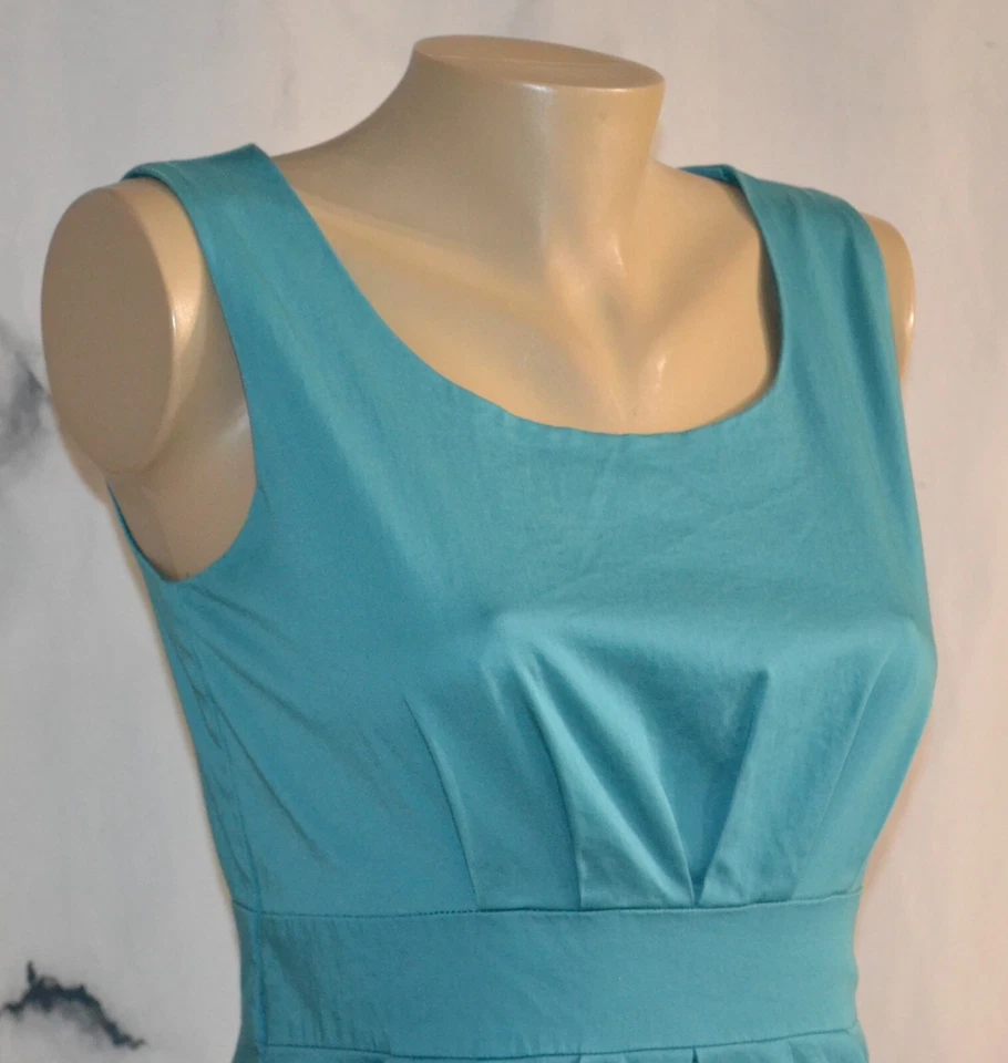 Vestido vaina MOSSIMO verde azulado sin mangas de algodón elástico 6 forro de poliéster elástico Foto 3 de 4