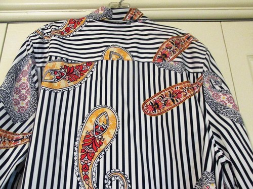 Women's Chicos 4 (20-22) Cotton No Iron Paisley& Black Stripe Button Top - Imagen 3 de 7