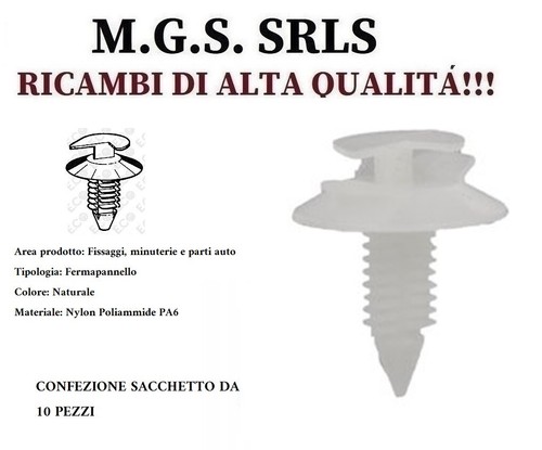 10X CLIP DI FISSAGGIO RIVESTIMENTO PASSARUOTA PER RENAULT CLIO - Foto 3