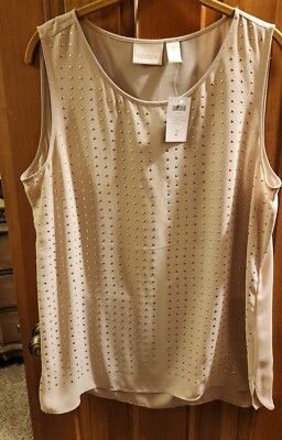 Chico's Studs GALORE PARKER TANK WOVEN FASHION NEW KHAKI  NWT  size 2....