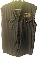 Harley Davidson Vntg Biker's Edge Men's Distressed Sleeveless Vest Sturgis 2010