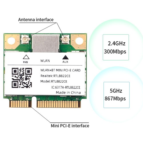 100PCS Mini PCI-E Wireless Card RTL8822CE Dual Band 802.11ax WLAN Bluetooth Card - Picture 3 of 8