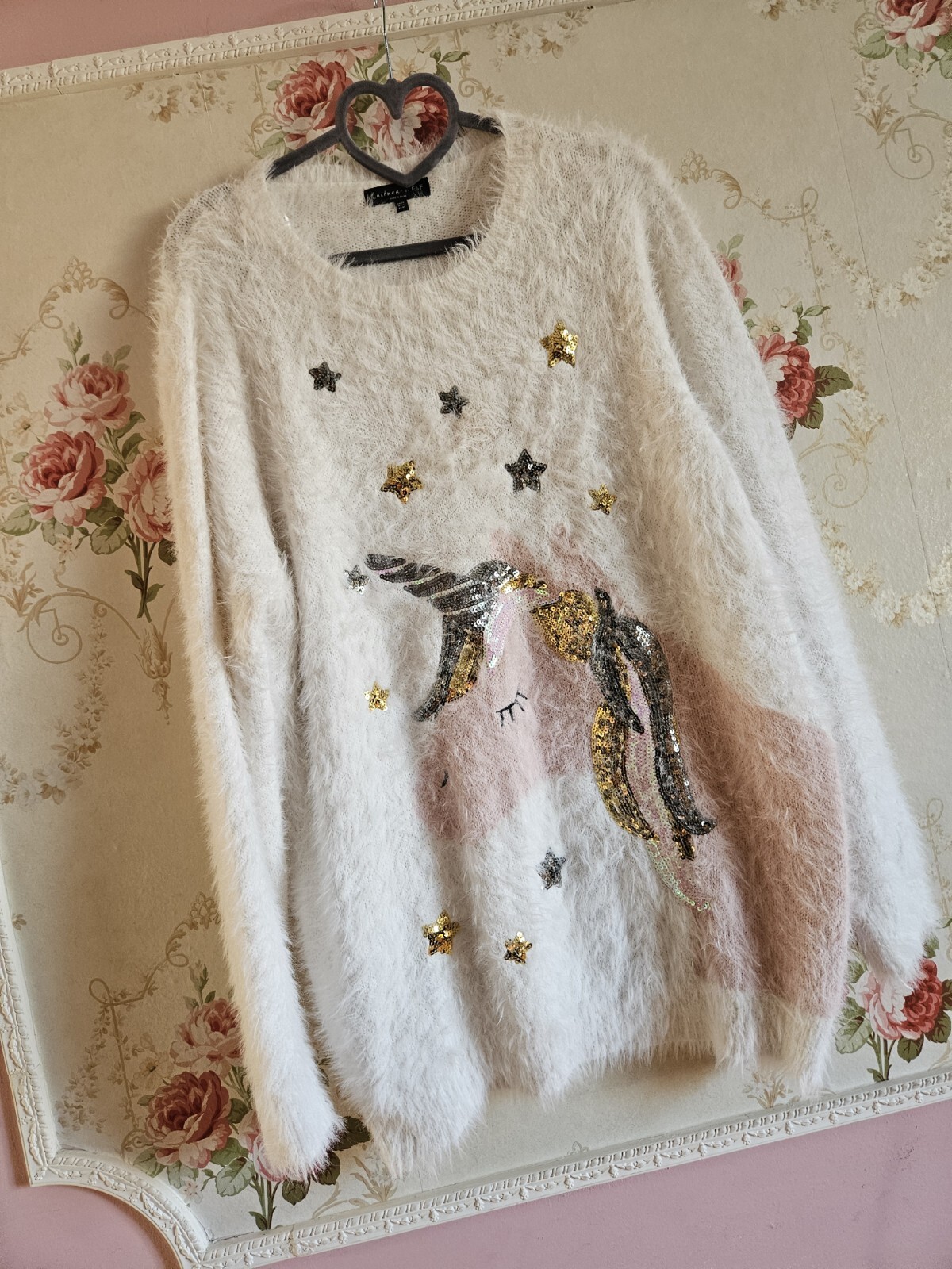 F&F CHRISTMAS JUMPER fluffy sequin UNICORN UK20 Will Fit 18,20,22 eBay