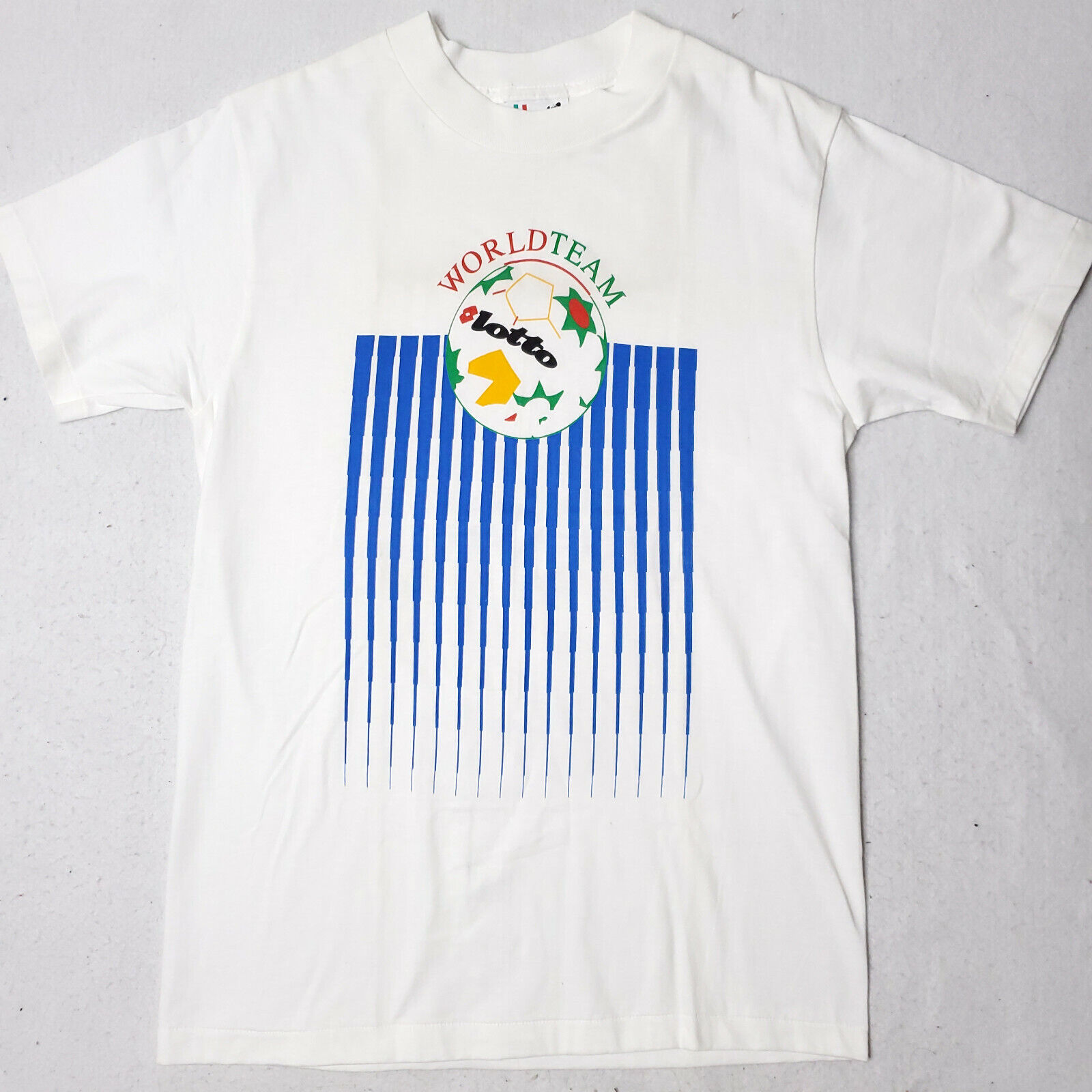 Vintage 80's Lotto World Team Deadstock Soccer Single Stitch T-Shirt Sz M RARE