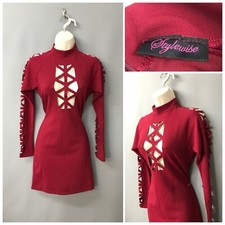 Stylewise Cherry Red Cut Out Mock Neck Bodycon Dress UK 10 EUR 38 Sexy