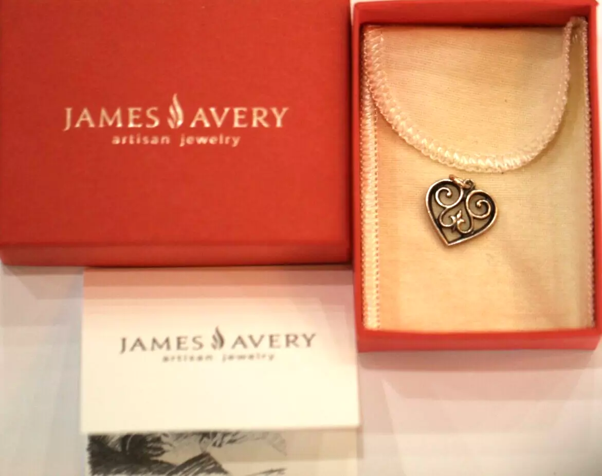 RETIRED James Avery Sterling Silver French Heart Pendant Medium