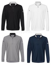 Adidas Golf Top UPF 50+ Logo Performance Textured 1/4 Zip Pocket Pullover Jacket