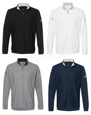 Adidas Golf Top UPF 50+ Logo Performance Textured 1/4 Zip Pocket Pullover Jacket