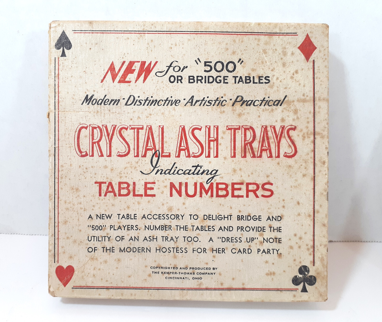 Vintage Ash Trays Bridge Table Crystal Kemper Thomas Set of 4 Made in USA