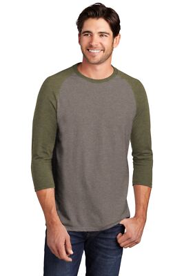 District Mens Perfect Tri T Shirt 3/4 Sleeve Raglan Stylish T-Shirt DM136