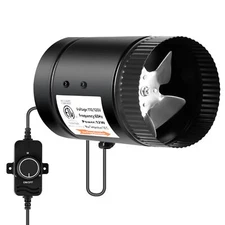 4" 106 CFM Booster Duct Fan with Speed Controller for Basements Grow Tents Black