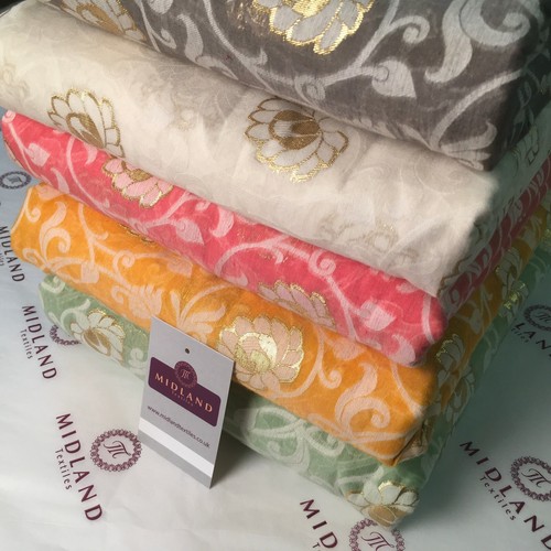 Floral Cotton Indian Banarsi Brocade Faux Silk Waistcoat Fabric 110 cm M1276 - Picture 10 of 66