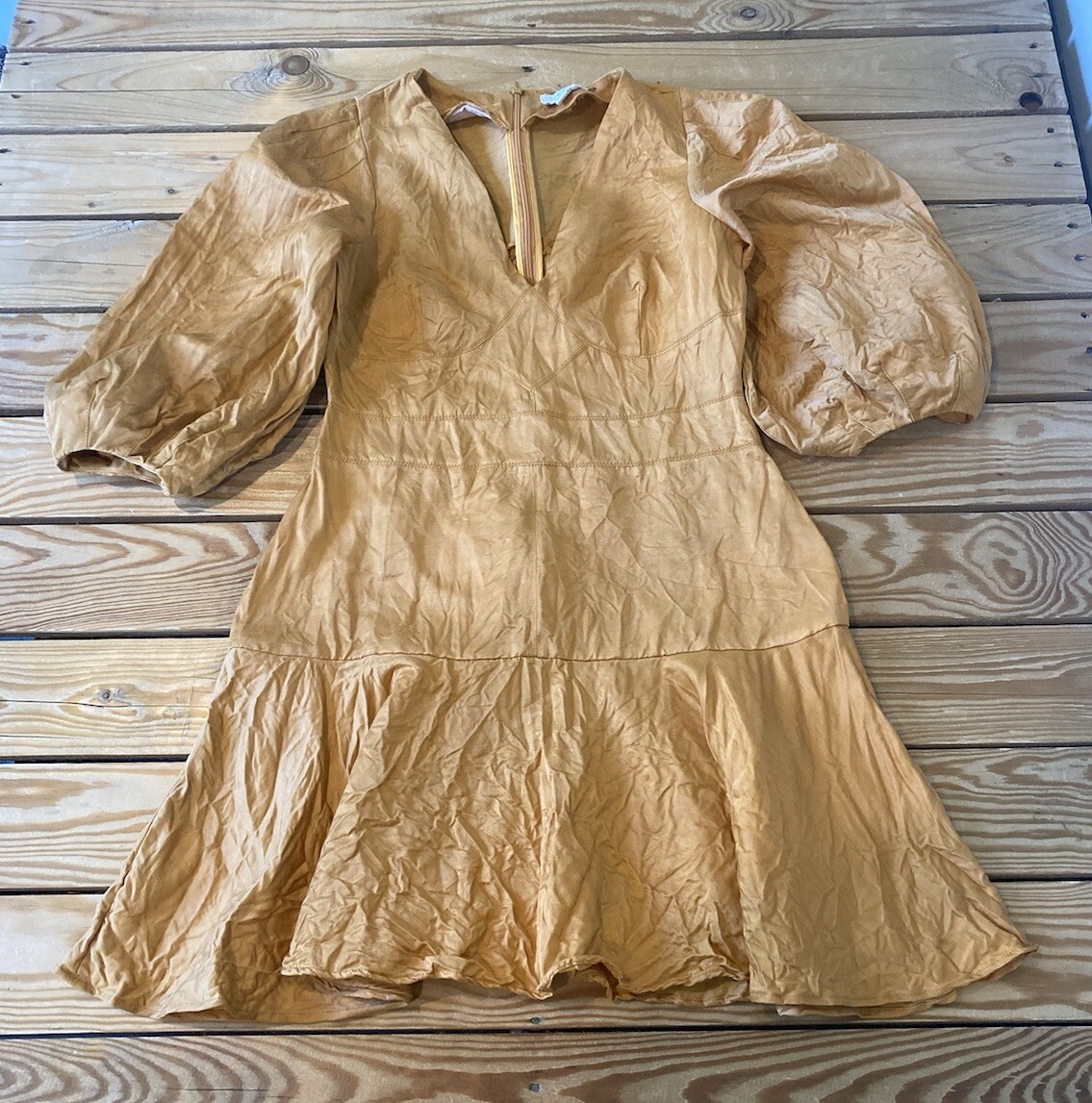Ted Baker Women's Linen V Neck dress size 2 Orange BL | eBay