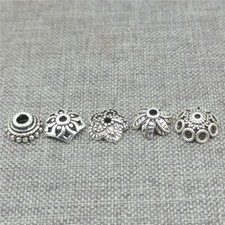 5 Sterling Silver Floral Leaf Daisy Bead Caps for Bracelet Necklace