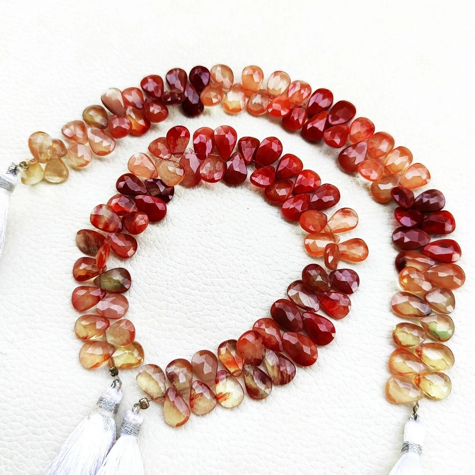 Natural Andesine Labradorite Gems 10x7 mm Size Faceted Pear Shape Beads 8"Strand - Image 3 of 4