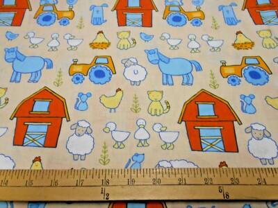 1 yard David Textiles Cathy Loo Farmyard Friends Fabric