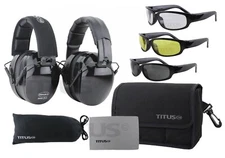 Titus B4 32 NRR Noise Reduction Hearing Protection Ear Muffs with Safety Glasses