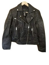 Women's Barney's Leather Biker Jacket Size 12 (((brand New)))