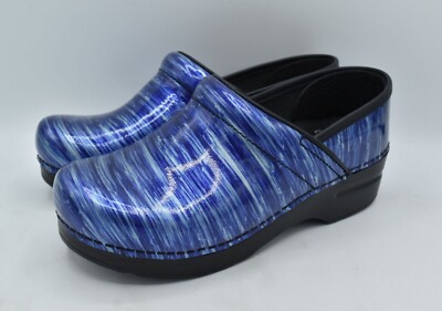 Dansko EU 38 US 7.5-8 Blue Water Patent Leather Professional Shoes Clogs
