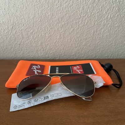 Ray-Ban Junior Rj9506s Metal Aviator Sunglasses 50-13 Gold Brown