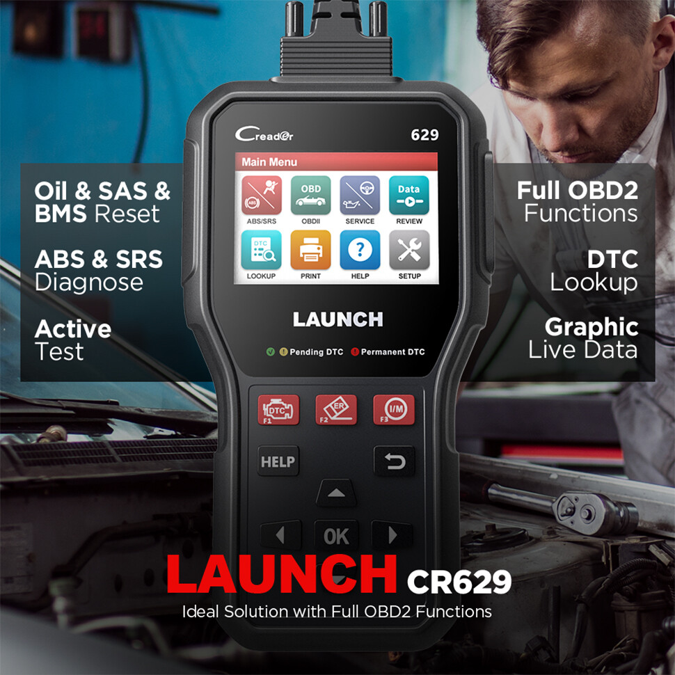LAUNCH CR629 Car ABS SRS SAS BMS Oil OBD2 Code Reader Scanner