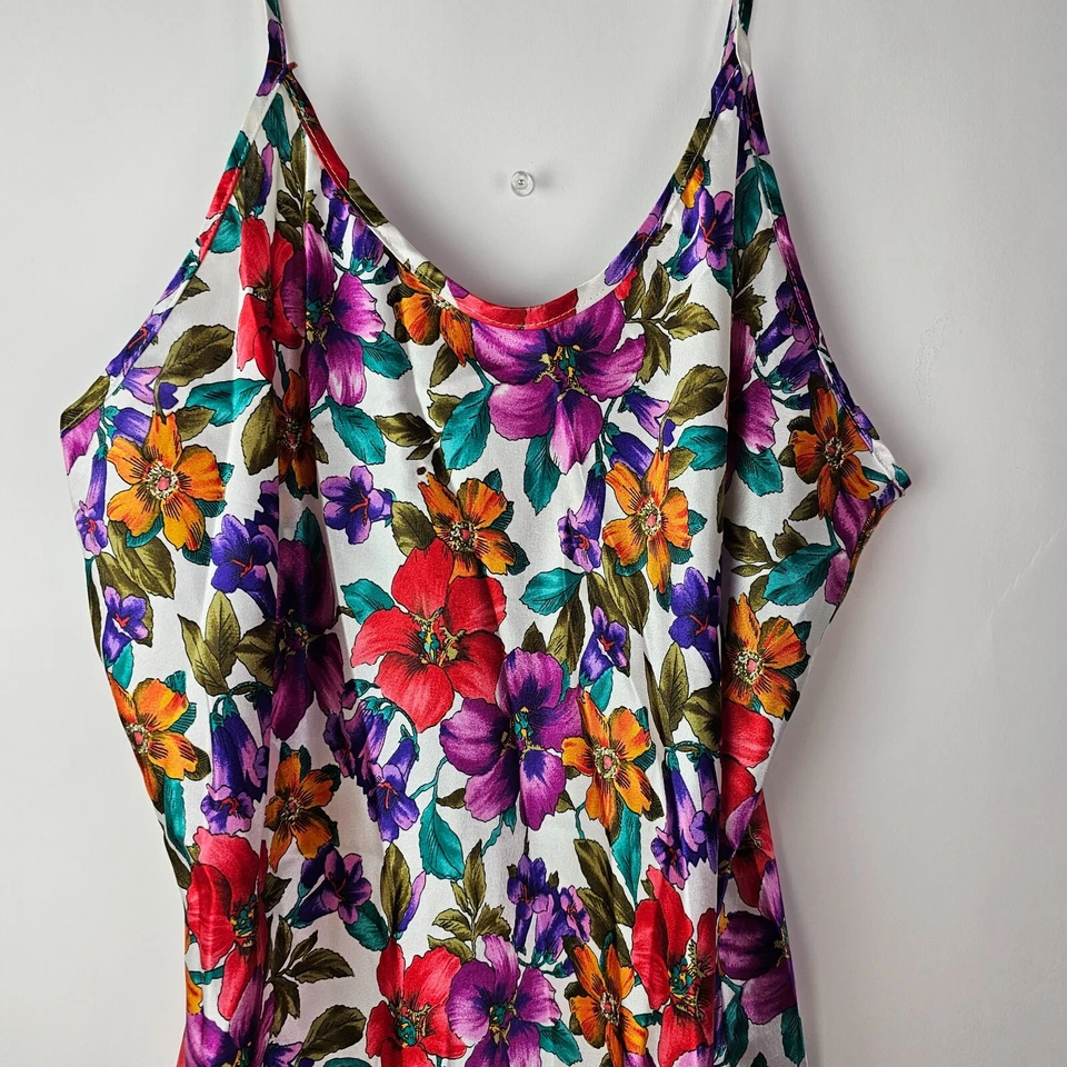 Vestido sin mangas California Dynasty para mujer M rosa floral encaje volantes lencería vintage Foto 2 de 4