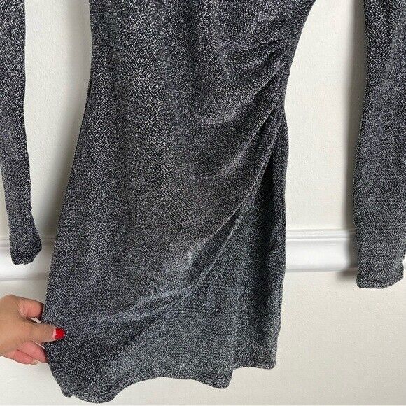 Babaton Mayne Dress Black Silver Sparkly Mini Lon… - image 10