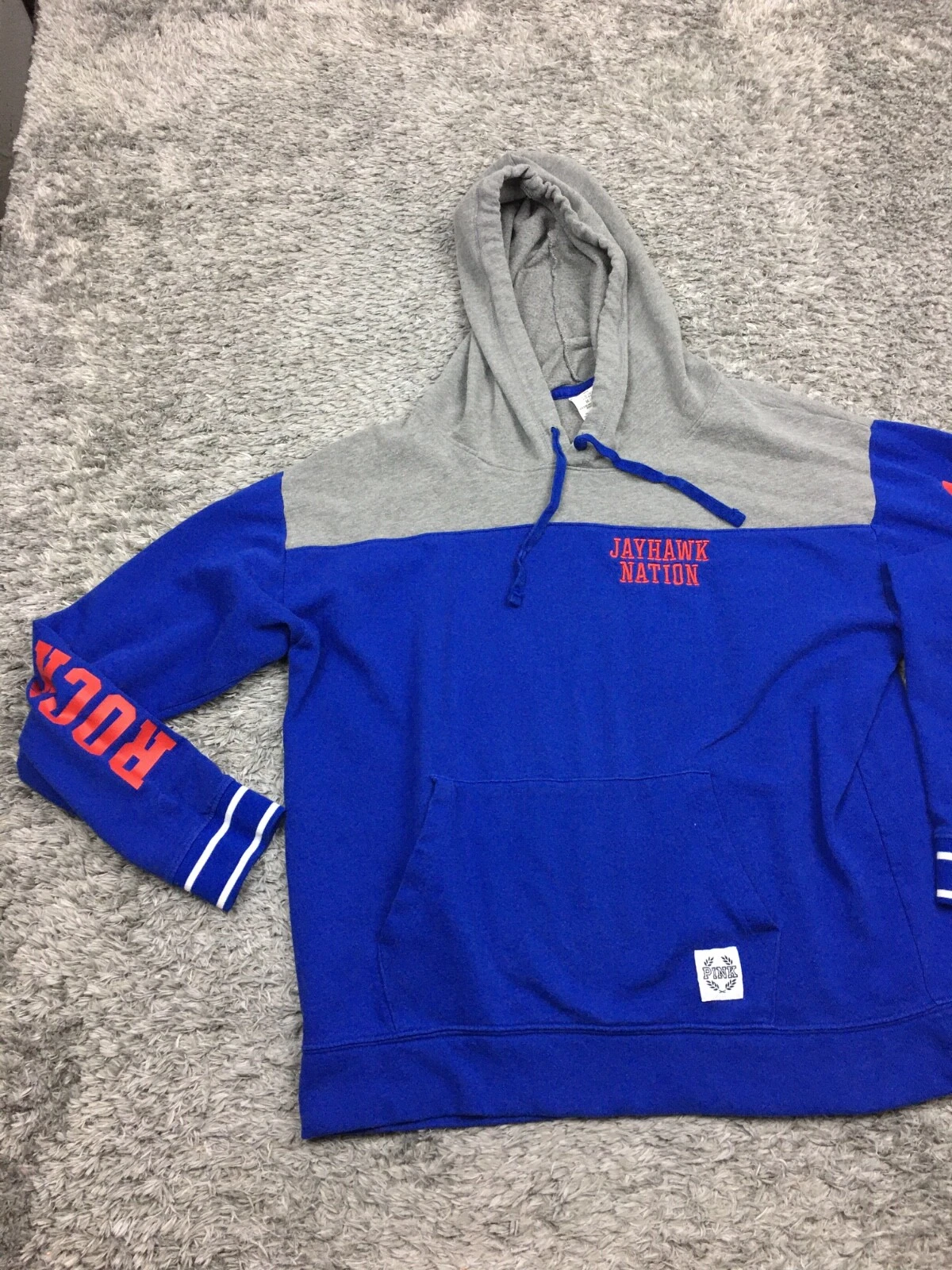 UNDERCOVER Felpa con cappuccio KU Kansas Jayhawks donna taglia media blu grigio Victoria's Secret