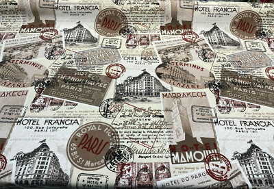 Sepia Paris Vacation Hotel Trianon Cotton Drapery Upholstery Fabric by the yard 