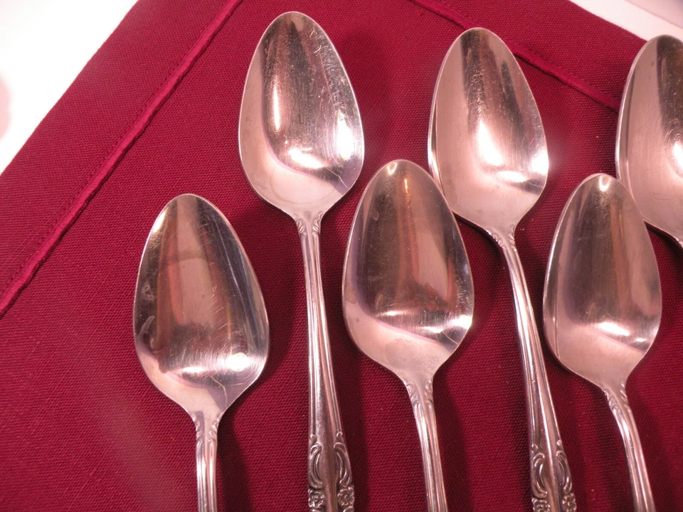 Juego de 7 CUCHARAS SOPERAS OVALADAS CUBIERTOS ACERO INOXIDABLE ACADIA UNITED SILVER CO JAPAN 7 3/8 Foto 2 de 4