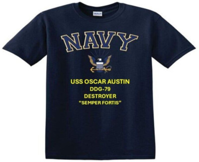 USS OSCAR AUSTIN  DDG-79* DESTROYER*EAGLE SHIRT. NAVY OFFICIALLY LICENSED