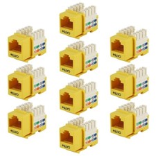 10 Pcs Cat5E RJ45 Network LAN Ethernet Keystone Jack 110 Punch Down 8P8C Yellow