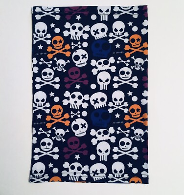 Halloween Kids Face Mask Neck Gaiter Scarf Skulls and Crossbones, 8in x 12in