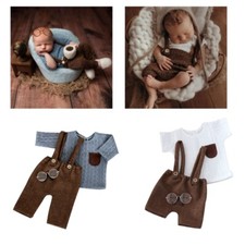 Infant Shirt with Spectacles  DungareesFashionable Newborn Photoshoot Suit Kits