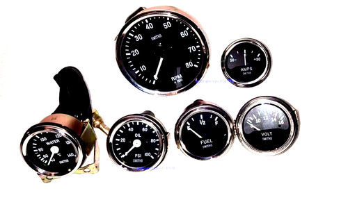 Smiths Replica kit temp oil carburant voltgauge mécanique 100 mm Tacho