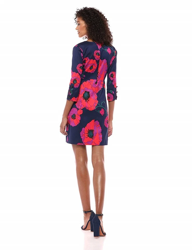 Vestido Trina Turk 167771 Coltrane Vanguard Floral Fallo Botón Manga Cambio Talla 8 Foto 3 de 3