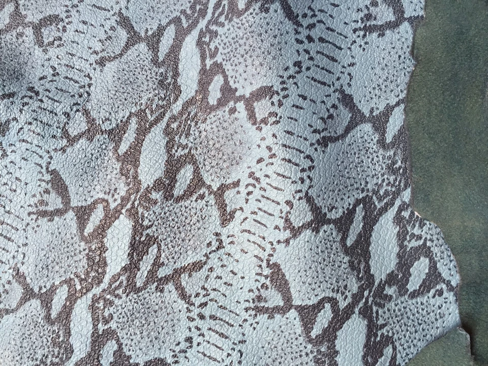 Blue Snakeskin Printed Lambskin Hides, craft unique, responsibly sourced fashion - Image 3 of 4