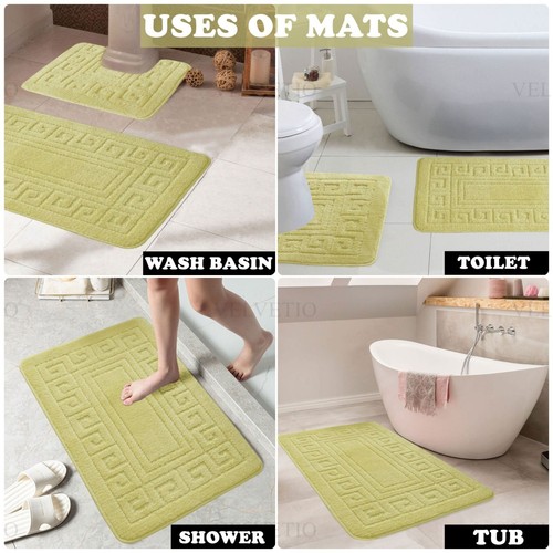 MEMORY LOOP BATH MAT SET PEDESTAL NON SLIP SUPER SOFT TOILET BATHROOM RUG 2PC - Picture 324 of 341