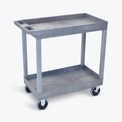 LUXOR EC11HD-G 32'' x 18'' Tub Cart - Two Shelves, Four 5'' Heavy-Duty Casters