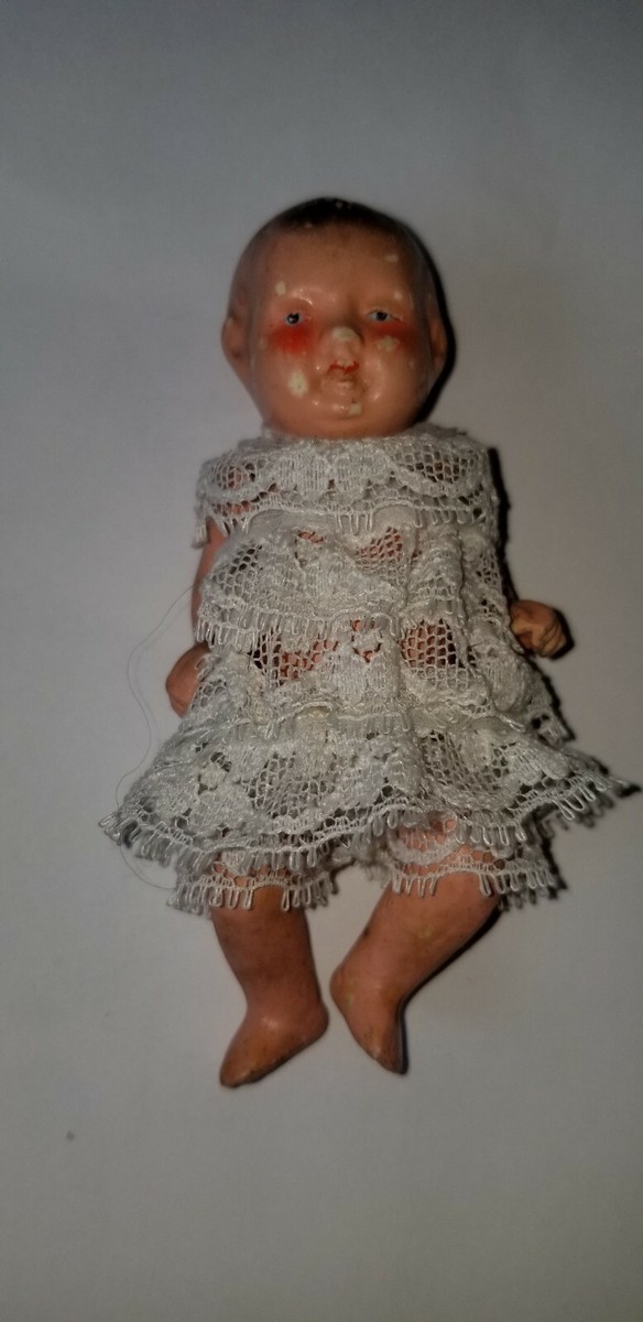 VINTAGE JAPAN TINTED BISQUE JOINTED BABY DOLL 4” approx | eBay