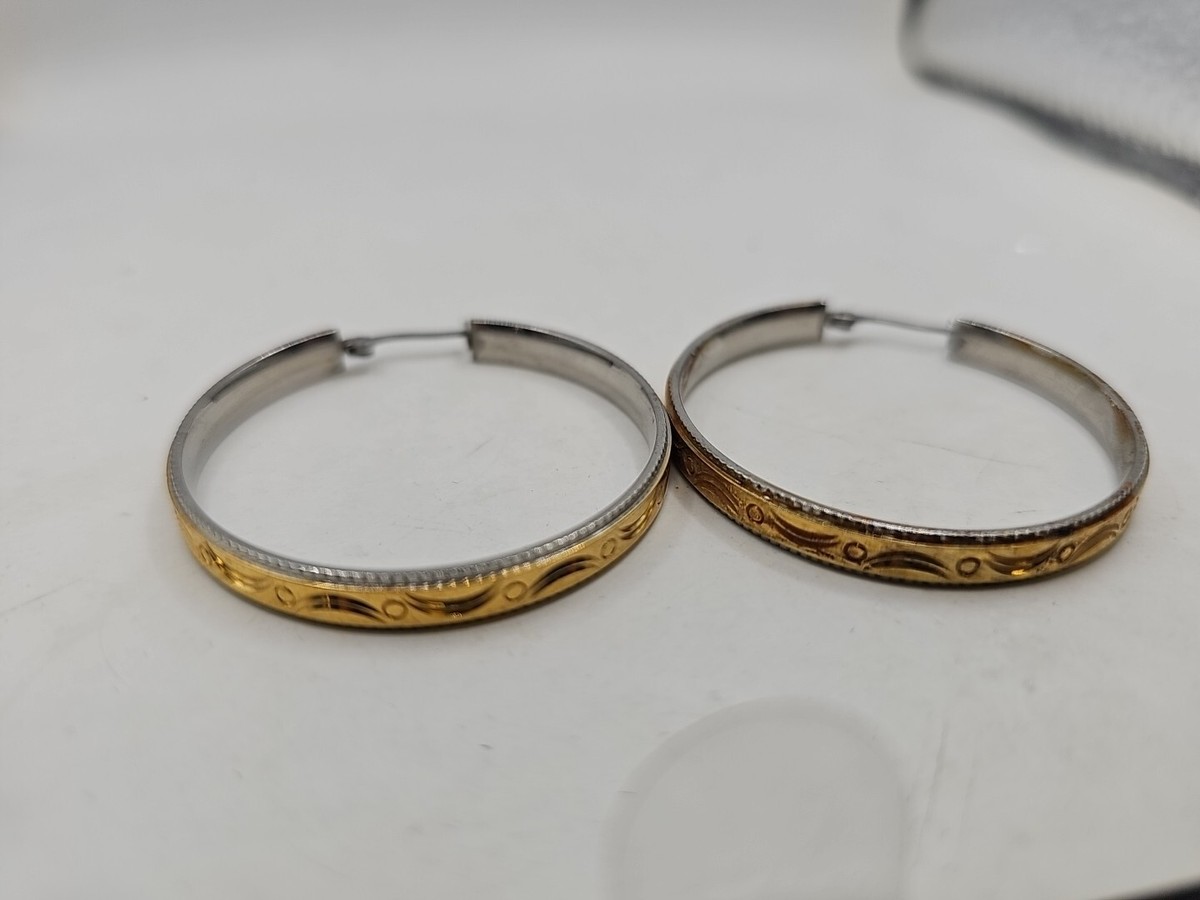 Silver/Gold Rim Hoop Earrings